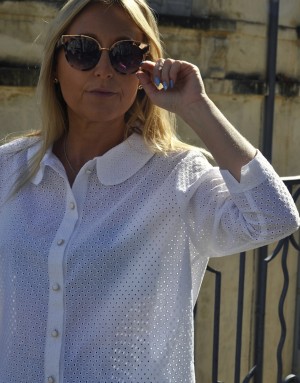 Chemise Claudie - broderie - coton - blanc - Ma petite robe française