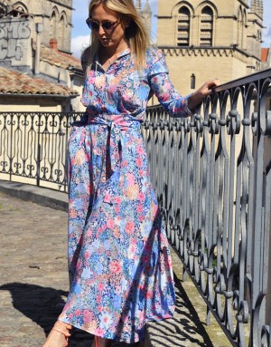 Robe - Léa - Fleurie rose et bleue - Ma petite robe française