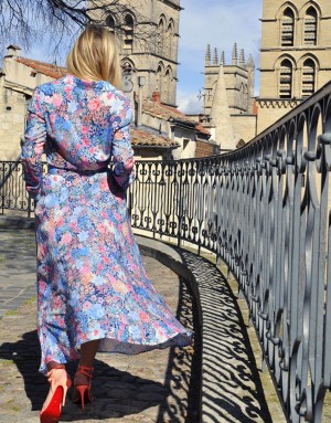 Robe - Léa - modèle rose et bleu - viscose fleurie- Ma petite robe française
