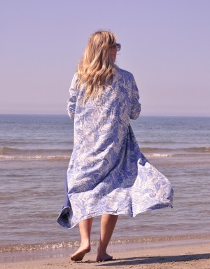 Ambre - robe kimono - imprimée toile de Jouy - Ma petite robe française